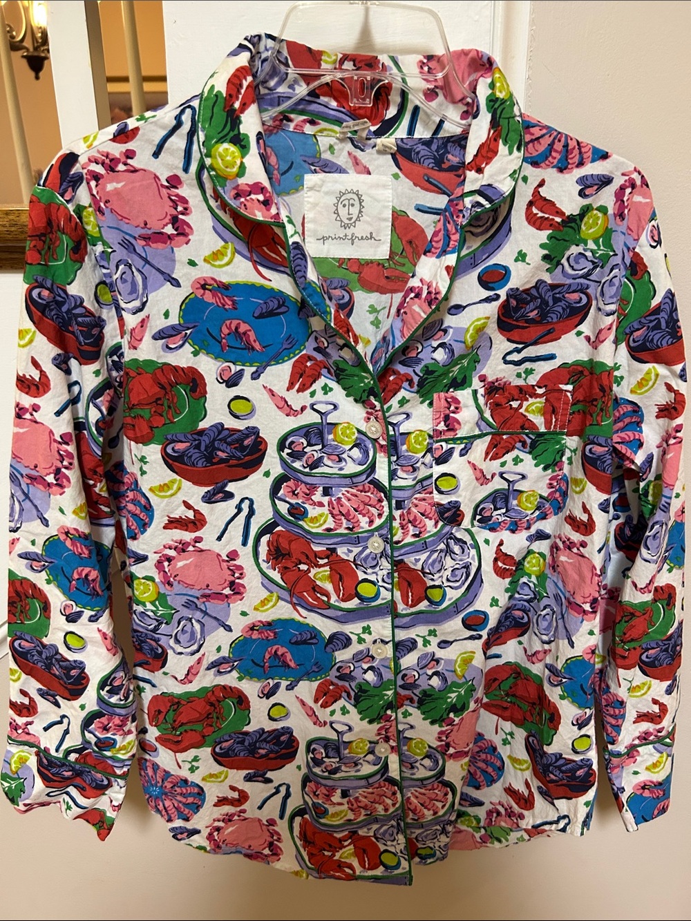 Printfresh XS Vibrant Seafood themed organic cotton pajama top
